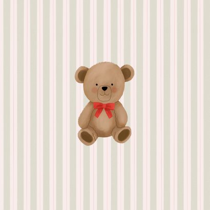 Lief kerstkaartje beer met strik strepen kerstknuffel 2