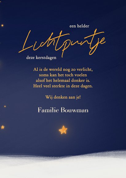 Lief kerstkaartje met beertje en sterren lichtpuntje 3