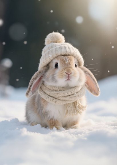Lief kerstkaartje met schattig konijntje hoppy holidays 2