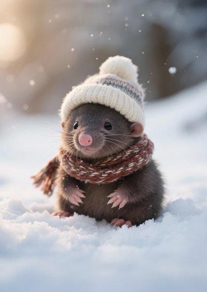 Lief kerstkaartje met schattig molletje lieve kerstgroet 2