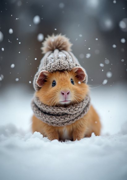 Lief kerstkaartje met schattige cavia liefdevolle feestdagen 2