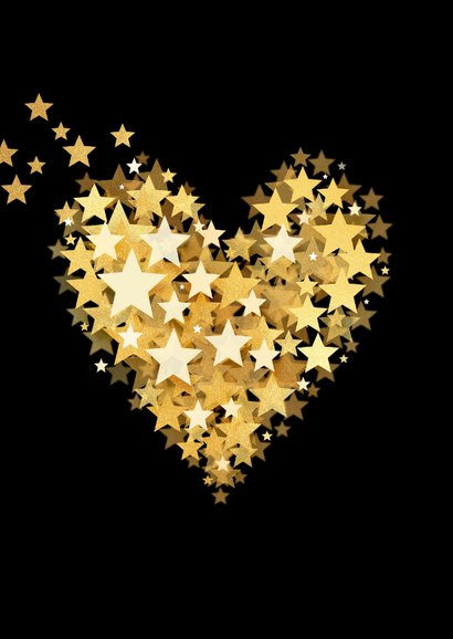 Lief kerstkaartje sterren hart goud en twee foto's 2