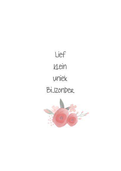Lief meisjeskaartje met watercolor bloemen 2