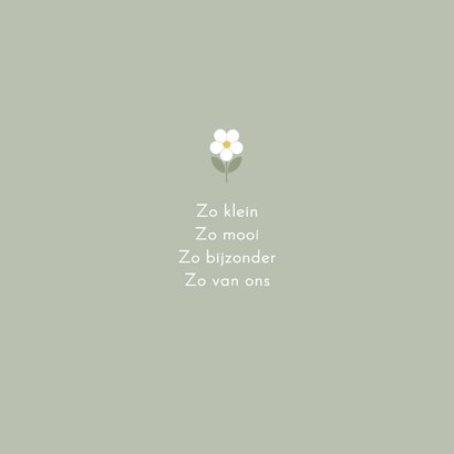 Lief minimalistisch geboortekaartje met witte bloemen 2