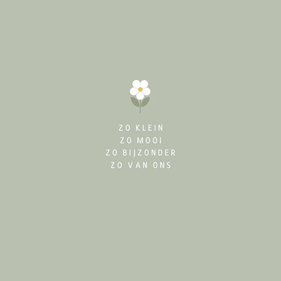 Lief minimalistisch geboortekaartje met witte bloemen 2