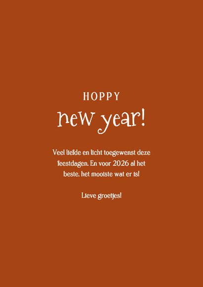 Lief nieuwjaarskaartje met konijn hoppy new year 3