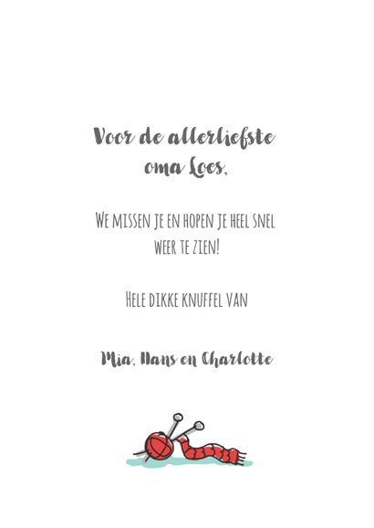 Lief oma kaartje met breiwerk en photo 3
