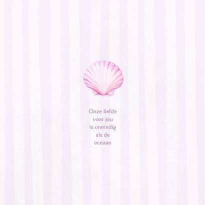 Lief pastel geboortekaartje met schelp en en streepjes 2