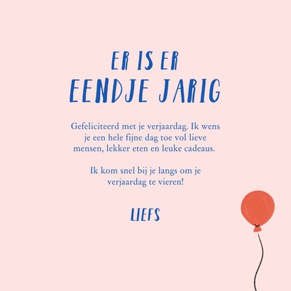 Lief verjaardagskaartje met eendje ballonnen en confetti 3