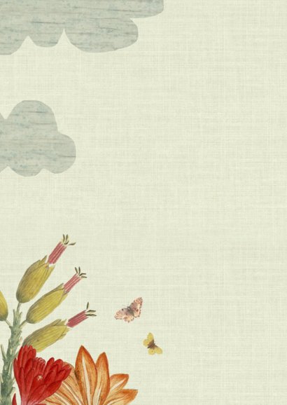 Lief vintage geboortekaartje met giraffe en bloemen 2