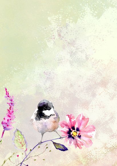 Lief vogeltje met bloemen 2