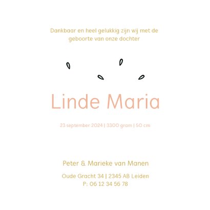 Lief zalmroze geboortekaartje met illustraties van walvissen 3