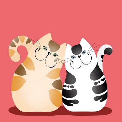 Liefde en vriendschap - twee katten knuffelen 2
