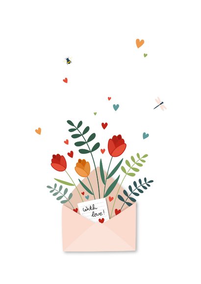 Liefde kaart envelop met bloemen 2
