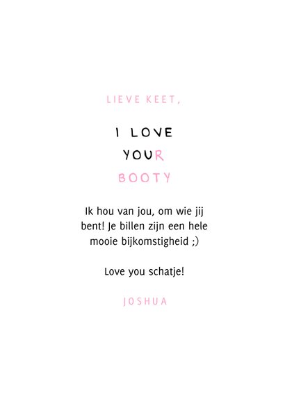 Liefde kaart I love your booty 3