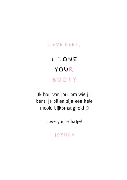 Liefde kaart I love your booty 3