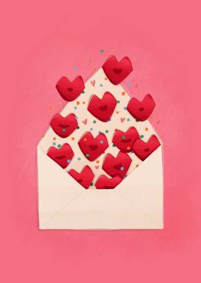 Liefde kaart liefs en kusjes uit een envelop 2