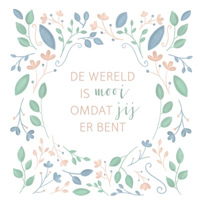 Liefde kaart met geïllustreerde bloemen 2