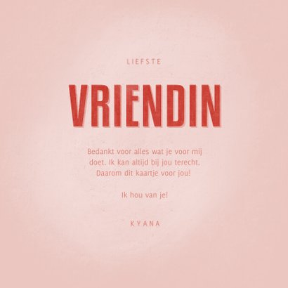 Liefde kaart voor de liefste VRIENDIN met hart en foto 3