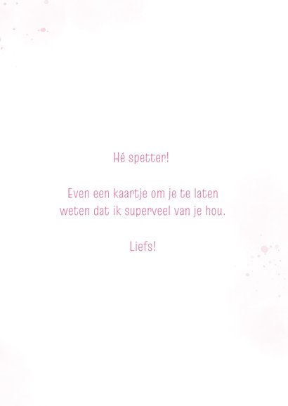 Liefdekaart hé spetter in roze 3