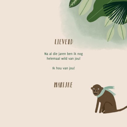 Liefdekaart met leuke quote en jungle illustratie 3