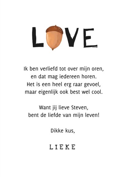 Liefdekaart nuts about you stoer typo eikeltjes 3