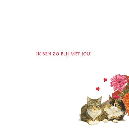 Liefdeskaart Zo blij met jou katten en bloemen 3