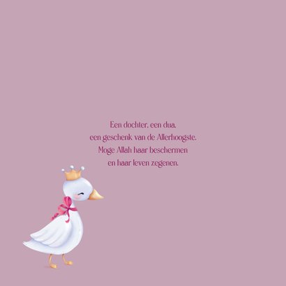 Liefdevol islamitisch geboortekaartje met zwaan 2