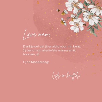 Liefdevol moederdagkaartje met bloemen en bijtjes 3