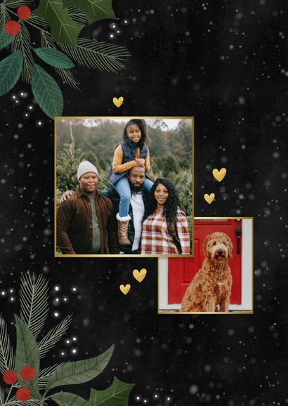 Liefdevolle kerstkaart 2027 met takjes & hartjes 2