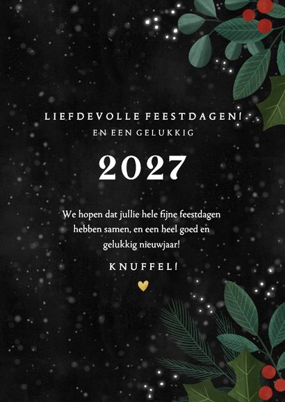 Liefdevolle kerstkaart 2027 met takjes & hartjes 3