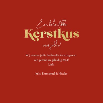 Liefdevolle kerstkaart hartje goud sneeuw kerstkus foto 3