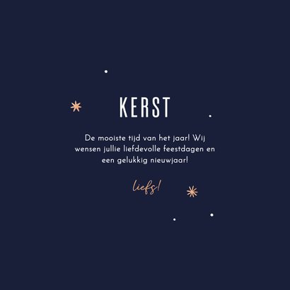 Liefdevolle kerstkaart liefde & licht met koperen sterren 3