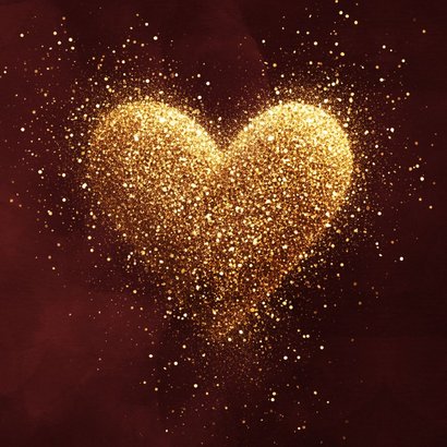 Liefdevolle kerstkaart met sprankelend hart van glitters 2