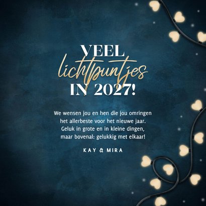 Liefdevolle kerstkaart veel lichtpuntjes in 2027 met lampjes 3