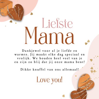 Liefdevolle moederdagkaart happy mother's day 3d hart goud 3