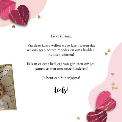 Liefdevolle moederdagkaart harten hartjesconfetti goud 3