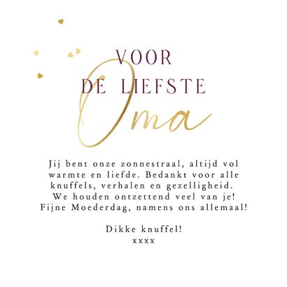 Liefdevolle moederdagkaart liefste oma hartjesconfetti foto 3