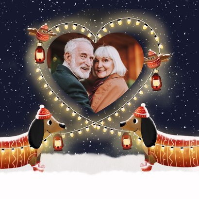 Liefdevolle nieuwjaarskaart teckels - veel lichtpuntjes! 2