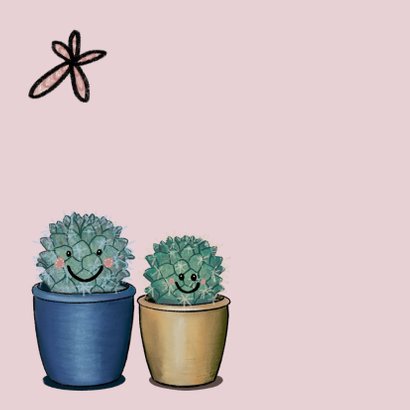 Liefdevolle valentijnskaart met illustratie van cactussen 2