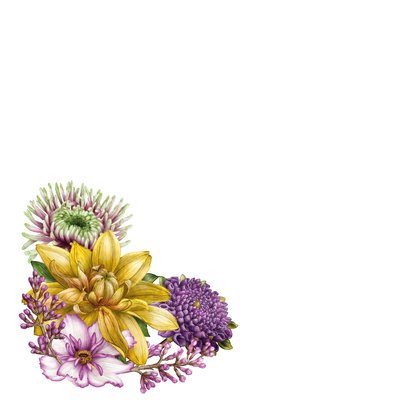 Liefs, denk aan je, met prachtige dahlia's en andere bloemen 2