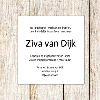 Lieve adoptiekaart met hout - DH 3