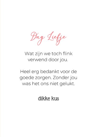 Lieve bedankkaart van zwart hondje met roze strik om nek  3