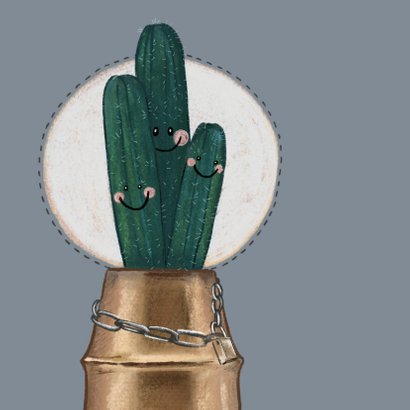 Lieve beterschapskaart van schattige cactussen in lockdown 2