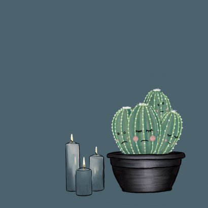 Lieve condoleancekaart met cactussen, kaarsen en sterren 2