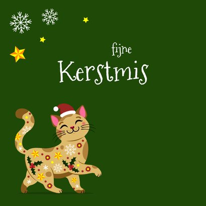 Lieve en fleurige kat kerstkaart 2