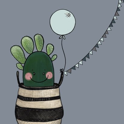 Lieve felicitatiekaart geboorte jongen met cactussen 2