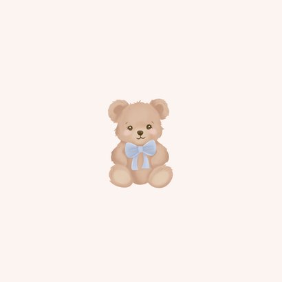 Lieve felicitatiekaart geboorte teddybeertje blauwe strik 2
