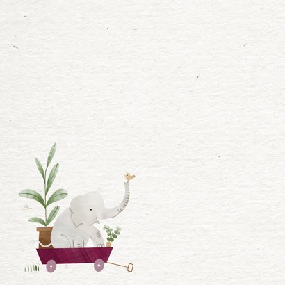 Lieve felicitatiekaart geboortje dochter olifantje planten 2