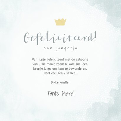 Lieve felicitatiekaart jongetje met olifantje, waterverf 3